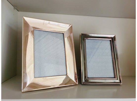 Two Silverplate Easel Back Photo Picture Frames By Tizo & Ralph Lauren 4x6 & 5x7