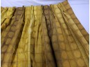 Pair Of Vintage Golden Amber Pinch Pleat Lined Polka-dot Curtains Mid-century Modern 28 X 48