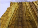 Pair Of Vintage Golden Amber Pinch Pleat Lined Polka-dot Curtains Mid-century Modern 28 X 48