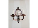 Antique Silver Plate Mirrored Double Arm Wall Sconce