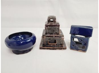 Trio Of Vintage Glazed Decorative Pottery