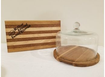 Artisian Cheese Tray With Glass Dome & Charcuterie Board