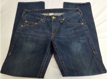 Men's True Religion Dark Stonewash Denim Jeans Size 33 X 32