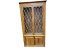Vintage Solid Pine Glass Front Storage Cabinet