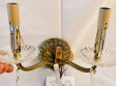 Brass 2 Arm Wall Sconce With Crystals