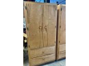 Matching Pair Of Wood Armor Style Cabinets With 2 Drawers