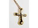 New Gold Over Sterling Silver Cross Pendant And Necklace