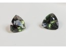 'One Pair' 1.2 Carat -- Each 8x8mm Tri Cut (Green - Pink) ZANDRITE COLOR CHANGING  Loose Gemstones