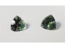 'One Pair' 1.2 Carat -- Each 8x8mm Tri Cut (Green - Pink) ZANDRITE COLOR CHANGING  Loose Gemstones