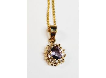 New Gold Over Sterling Silver Australian Crystal Pendant And Necklace