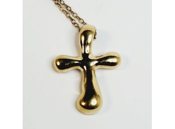 New Gold Over Sterling Silver Cross Pendant And Necklace