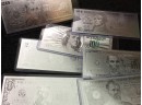 Incredible Lot Of Eight Sterling Silver Foil Currency - 1 - 2 - 5 - 10 - 20 - 50 & 2-100 Dollar Bills - COOL