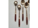 Set 6 Vintage Danish Teak Silver Plated Ice Tea Spoons