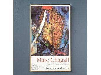 Framed Marc Chagall Vintage GALERIE MAEGHT France Exhibition Poster