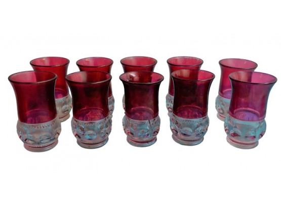 Set Of 10 TIFFIN-FRANCISCAN King's Crown-Ruby Flashed 5 1/2' Iced Tea Tumblers