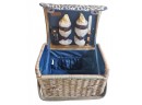 Nice Never Used Picnic Time Wicker Basket With Accesories