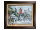 Randall Vernon Davey (1887-1964) European Impressionist Street Scene With Windmill Oil Painting