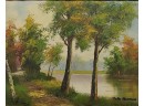 Signed John Reynaud Vintage Impressionist Landscape With River Oil Painting