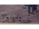 Vintage Toledo Spain Watercolor Painting Signed M Gracia