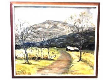 Vintage Mid Century Impressionist Rural Landscape Oil Painting Signed M Castle