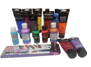 Group Of Artists Crafters Supplies Paints Acrylics Etc