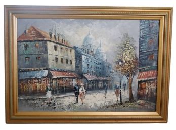 Carolyn Burnett Large  French Impressionist Street Scene  Oil Painting