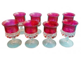 Set Of 8 Tiffin-Franciscan Ruby Red Flash Kings Crown Water Or Wine Glasses