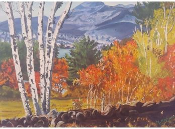 May B Brown Impressionist Autumn Landscape Painting On Canvas Board
