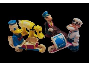Group Of Vintage Ramp Walkers Including Popeye Donald Duck