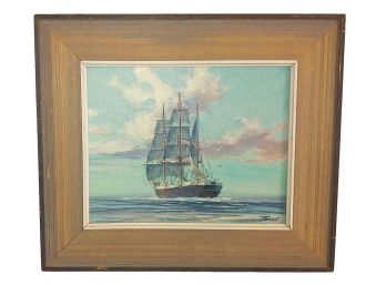 Vintage Nautical Ship Oil Painting On Grumbacher Boards Signed Torre