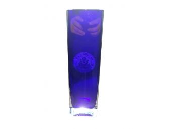Vintage U.S House Of Representatives Cobalt Blue Glass Presentation Vase