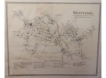 Original 1868 Westville New Haven County Connecticut Map