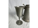 Pewter Steins And Wine Glass
