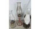 Glass Oil Lamp Lot Of 3