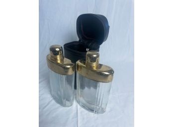 Glass Flask Lot Of 2 In Case