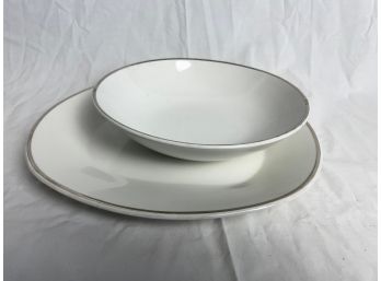 International Ironstone Silver Elegance Bowl And Platter
