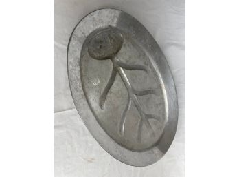 Metal Oval Platter With Indentations