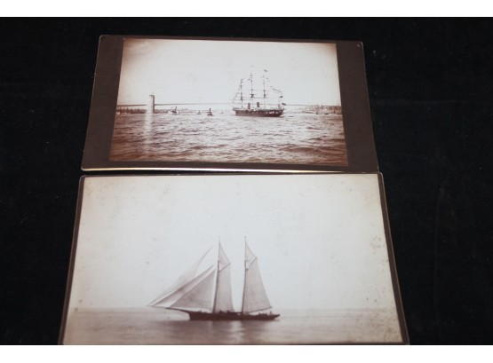 Antique Original Cabinet Card Lot With Sail Boats At Bridge - New York