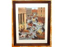 Signed Numbered Framed Wall Street NYSE Bulls & Bears Battle In The Streets Print  25 X 32
