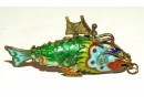 Asian Metal Articulated Enameled Koi Jewerly Pendant