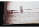 Antique Large Cabinet Card Photograph Of Harbor And Brooklyn Bridge