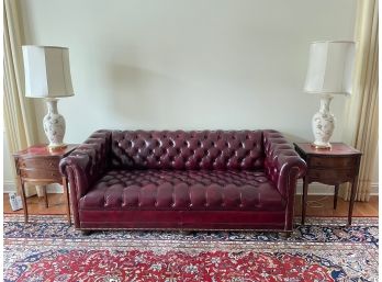 Hancock & Moore Fully Tufted Oxblood Leather Chesterfield Sofa With Bun Feet ( #1)
