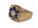 14K TWOTONE GOLD MEN'S SAPPHIRE AND DIAMOND CLUSTER RING (bEAUTIFUL STONES)