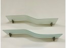 Floating Opaque Wave Glass Shelves- A Pair  (1 Of 3)