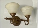 2- Light Wall Sconce/ Vanity Light With White Swirl Glass Shades