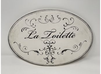 Stupell Home Decor Collection La Toilette White With Black Scrolls Oval Bathroom Wall Plaque