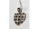Sterling Silver Heart  Pendant And Necklace