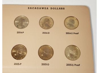 2004 - 2005 Sacagawea Golden Dollar UNC  P, D & S PROOF 6 Coins Dansco Page