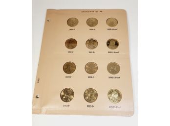 2000- 2003 Sacagawea Golden Dollar UNC  P, D & S PROOF 12 Coins Full  Dansco Page
