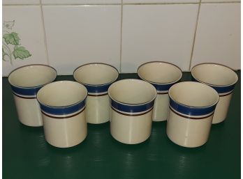 Carousel Stoneware Cobalt Blue Mid Century Modern Retro Coffee Cups